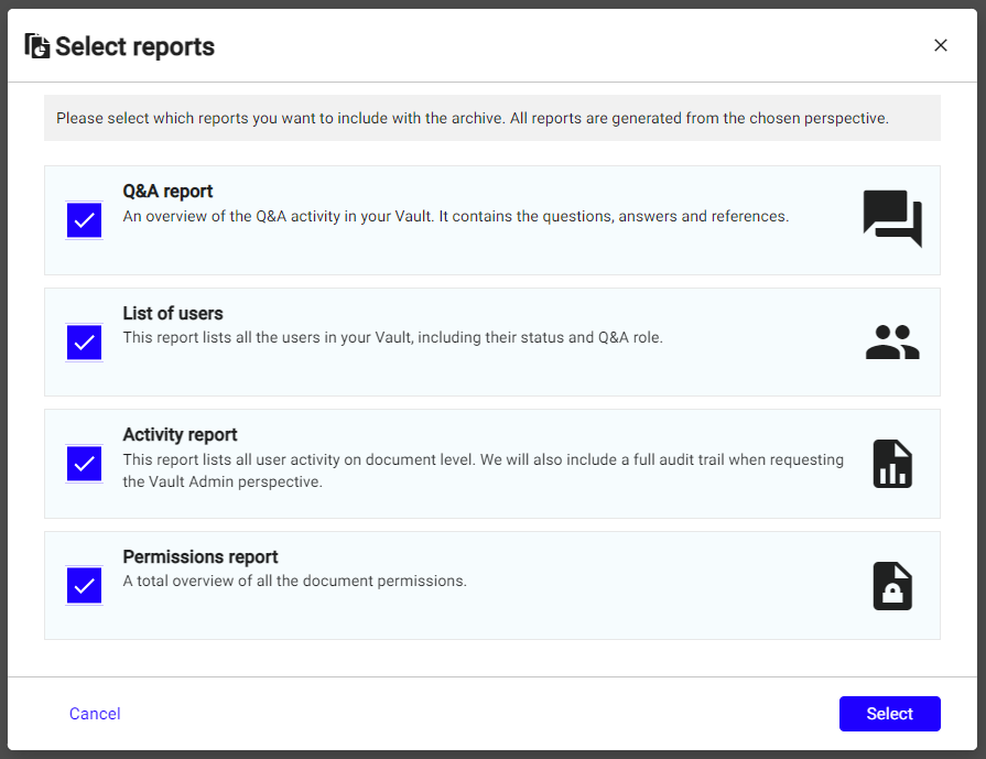 Select reports